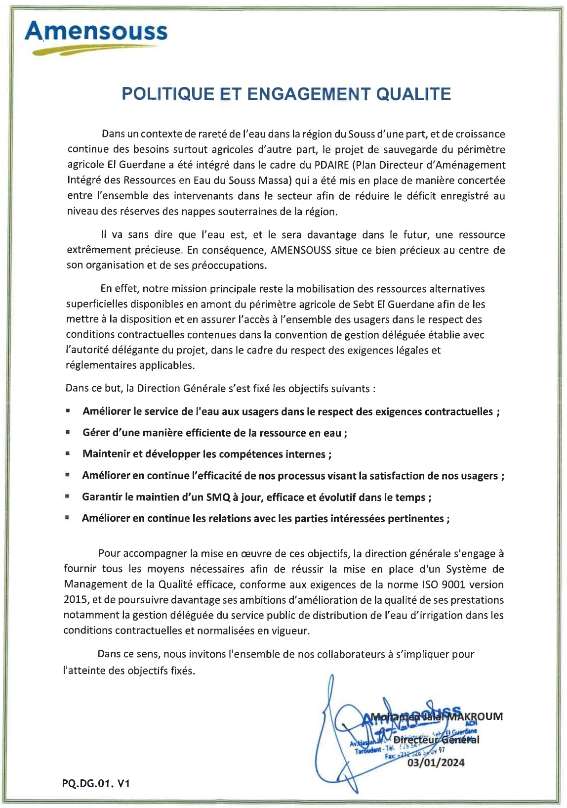 Politique et Engagement Qualité